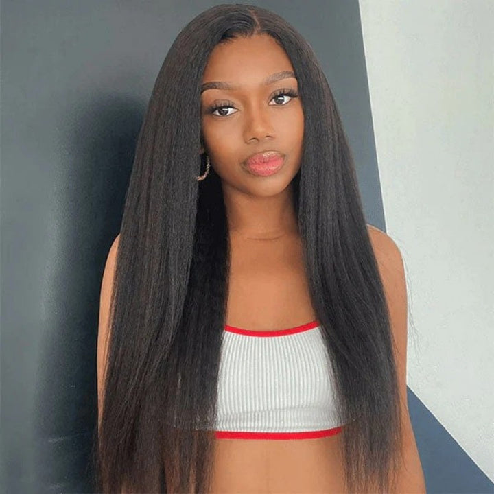 Kinky Straight Glueless V Part Wig