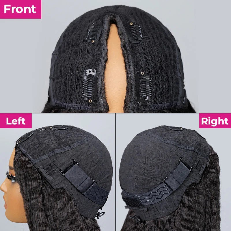 Kinky Straight Glueless V Part Wig