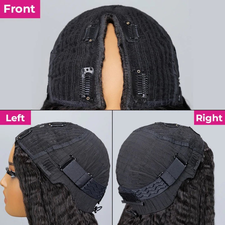 Kinky Straight Glueless V Part Wig