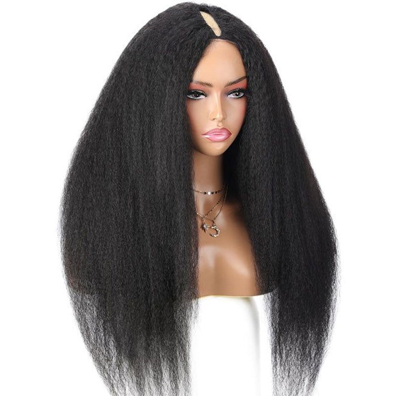 Kinky Straight Glueless V Part Wig