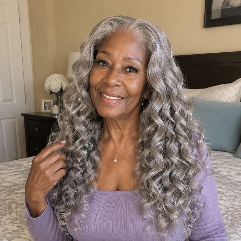 Loose Wave Transparent Lace Salt Pepper 5x5 Closure Wig