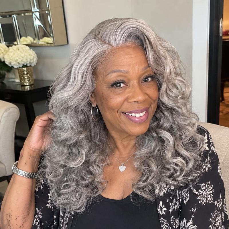 Loose Wave Transparent Lace Salt Pepper 5x5 Closure Wig