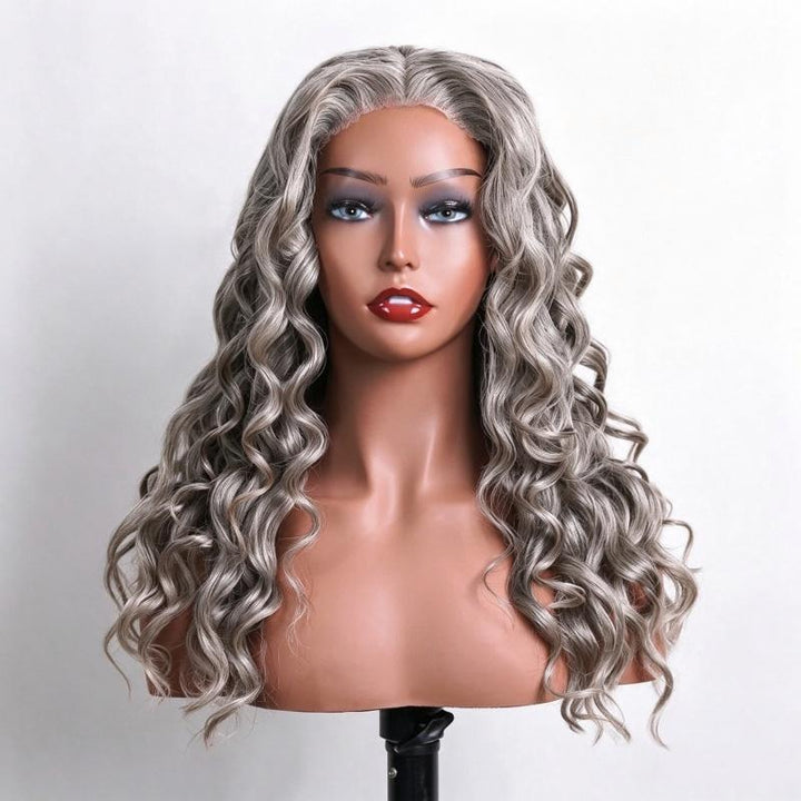 Loose Wave Transparent Lace Salt Pepper 5x5 Closure Wig
