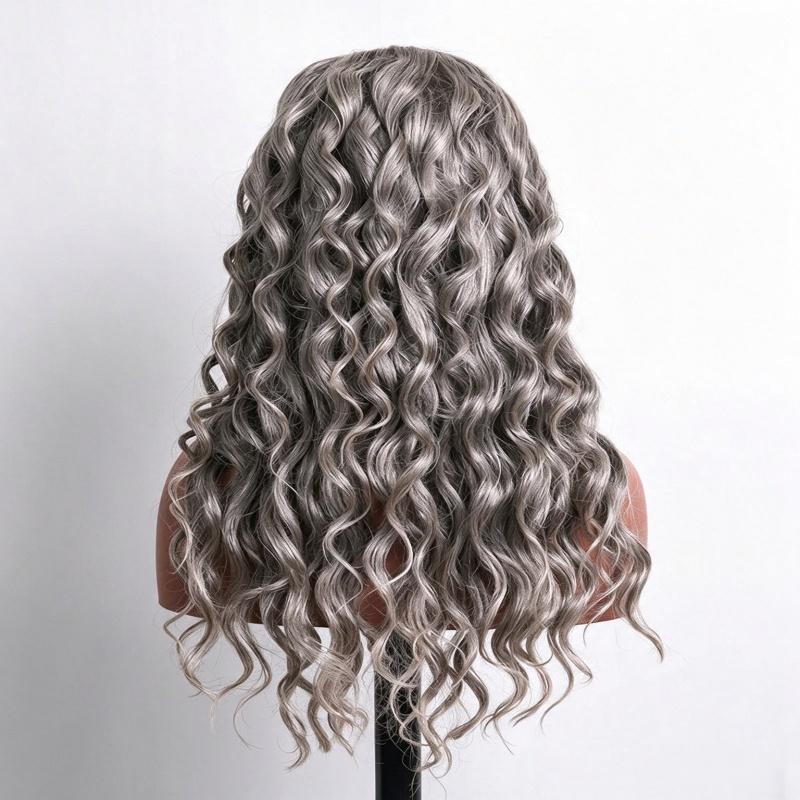 Loose Wave Transparent Lace Salt Pepper 5x5 Closure Wig