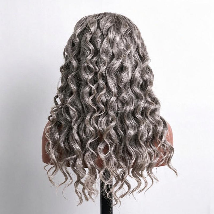 Loose Wave Transparent Lace Salt Pepper 5x5 Closure Wig