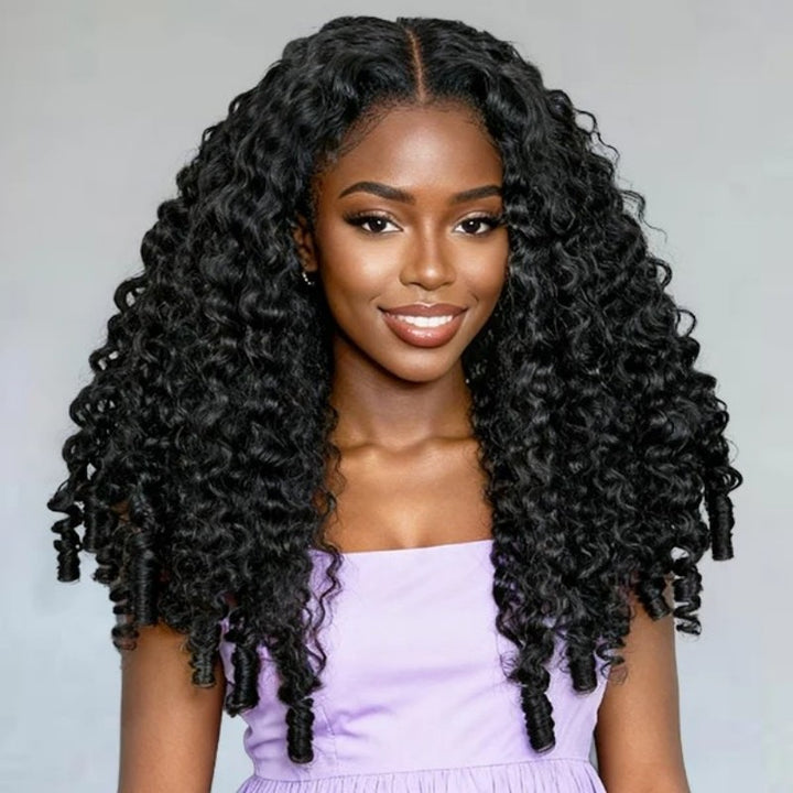 Burmese Curly 13x4 HD Lace Natural Black Full Lace Frontal Wig