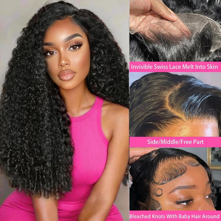 Burmese Curly 13x4 HD Lace Natural Black Full Lace Frontal Wig