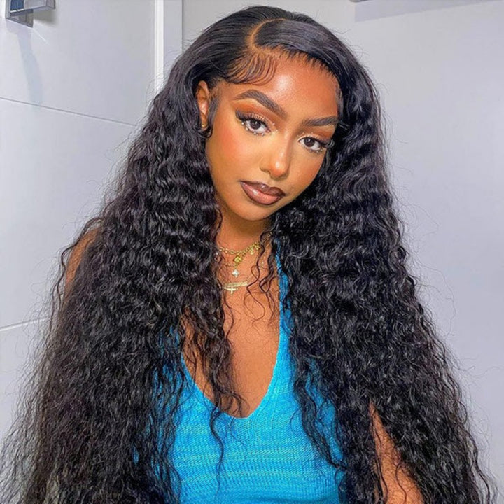 Natural Black Water Wave 13x4 HD Lace Full Lace Frontal Wig