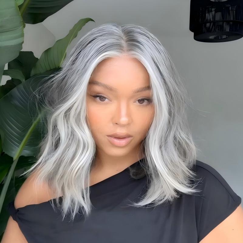 Natural Wave Transparent Lace Salt Pepper 5x5 Closure Wig