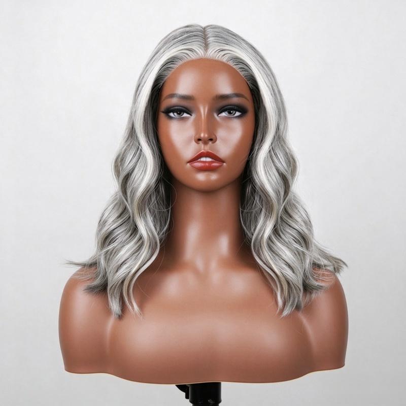 Natural Wave Transparent Lace Salt Pepper 5x5 Closure Wig