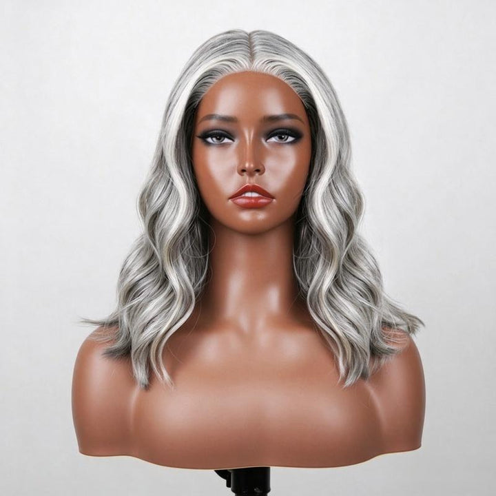 Natural Wave Transparent Lace Salt Pepper 5x5 Closure Wig