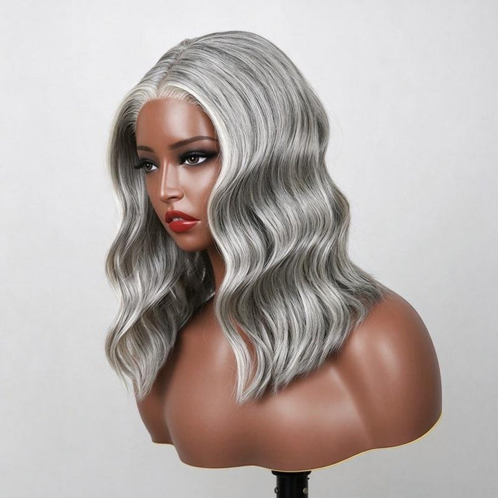 Natural Wave Transparent Lace Salt Pepper 5x5 Closure Wig