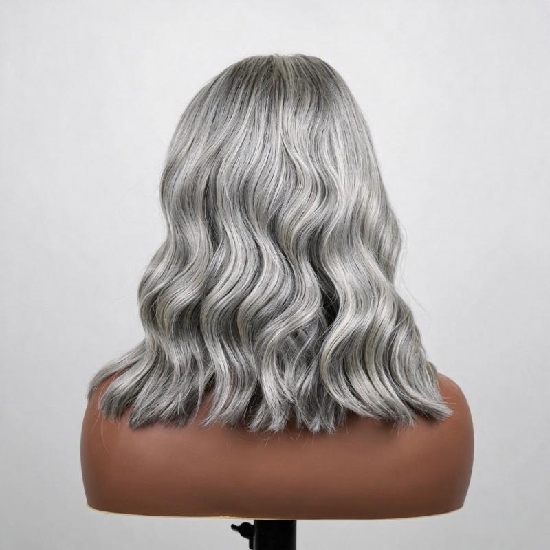 Natural Wave Transparent Lace Salt Pepper 5x5 Closure Wig