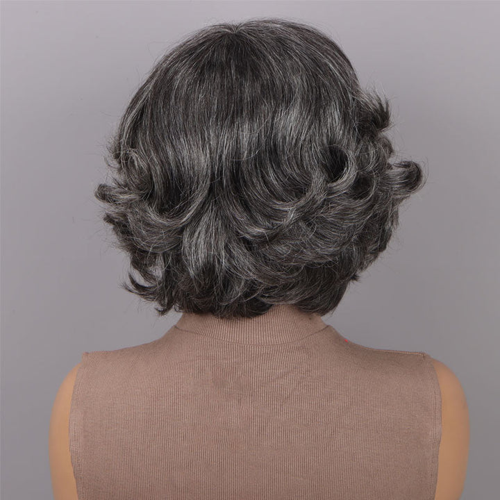 Natural Wavy Bob Transparent Lace Salt Pepper 5x5 Closure Wig
