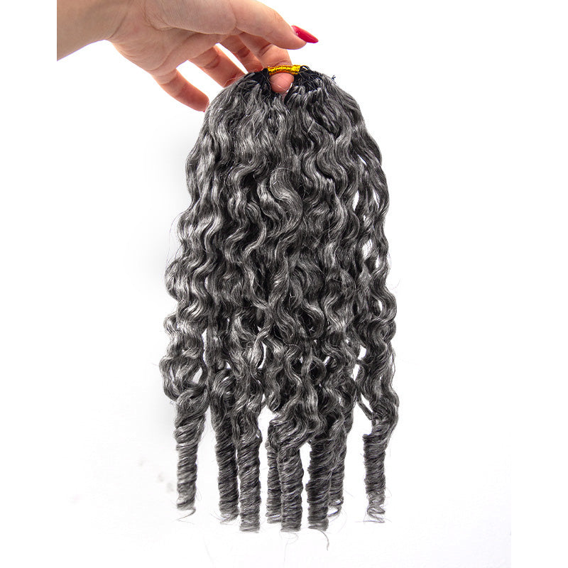 Salt Pepper Burmese Curly Human Crochet Hair