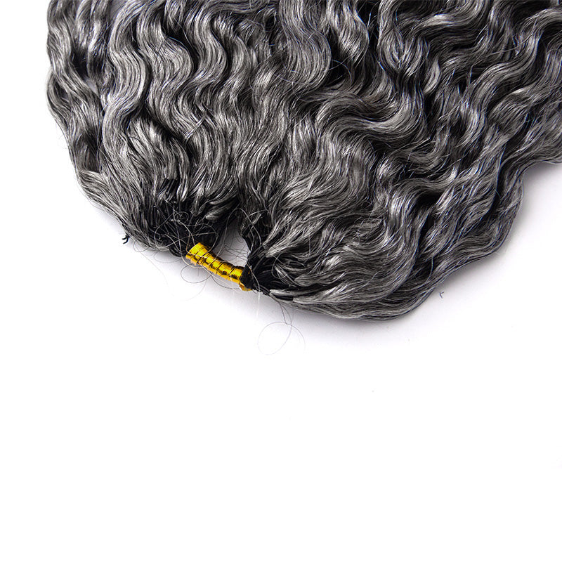Salt Pepper Burmese Curly Human Crochet Hair