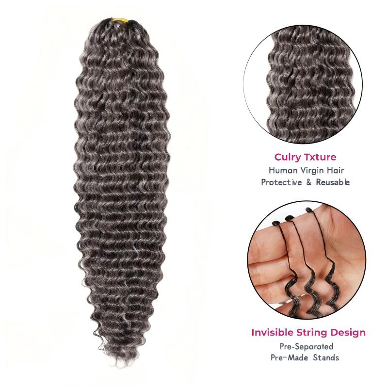 Salt Pepper Deep Wave Human Crochet Hair