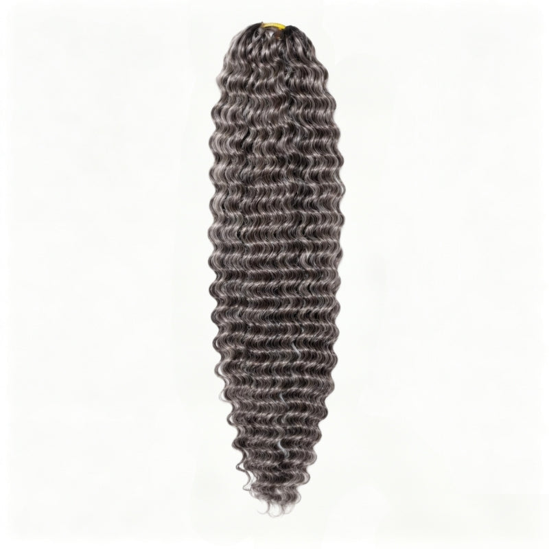 Salt Pepper Deep Wave Human Crochet Hair
