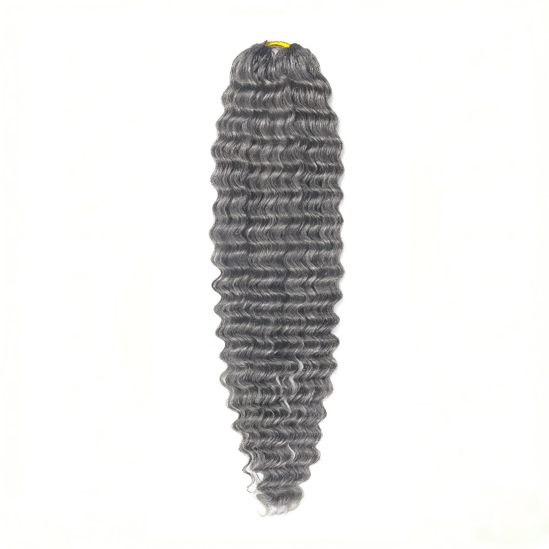 Salt Pepper Deep Wave Human Crochet Hair