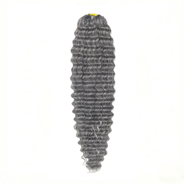 Salt Pepper Deep Wave Human Crochet Hair