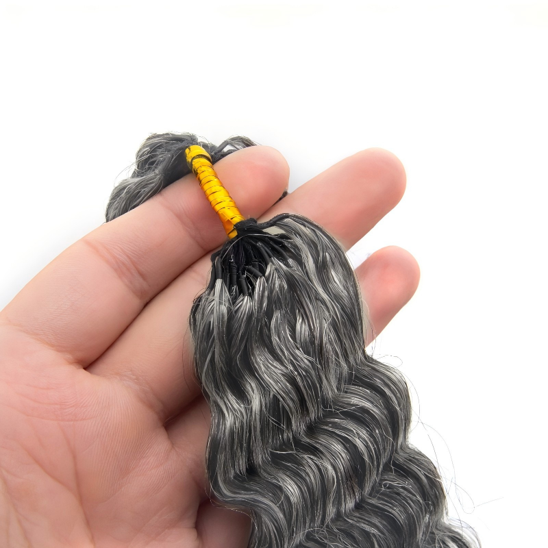Salt Pepper Deep Wave Human Crochet Hair