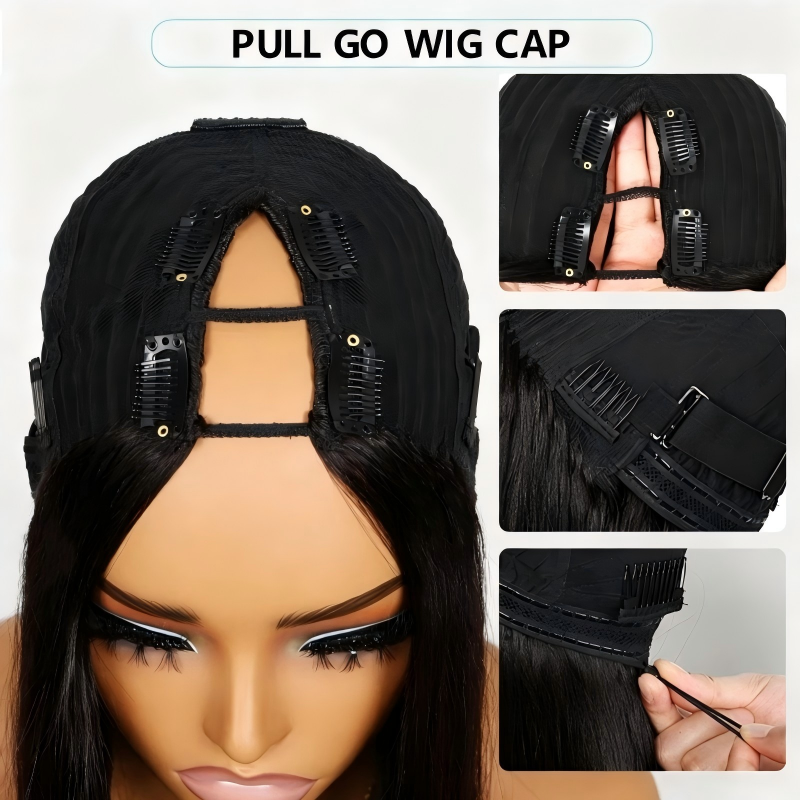 Salt Pepper Kinky Curly Glueless V Part Wig
