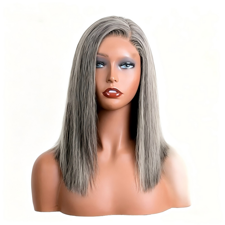 Straight Transparent Lace Salt Pepper 13x4 Full Frontal Wig