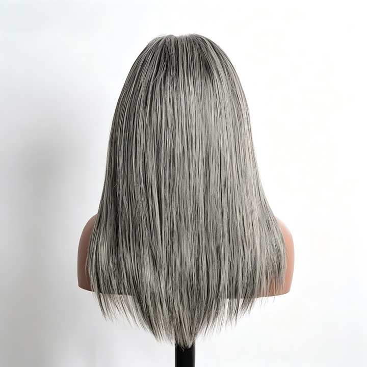 Straight Transparent Lace Salt Pepper 13x4 Full Frontal Wig