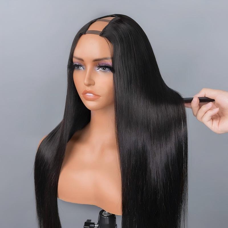 Silky Straight Glueless U Part Wig