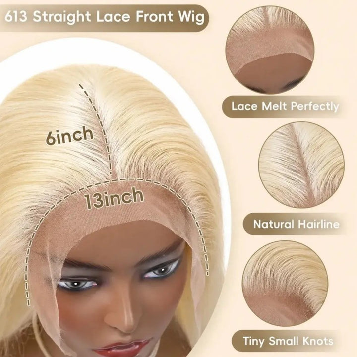 Straight Transparent Lace 613 13x6 Full Frontal Wig