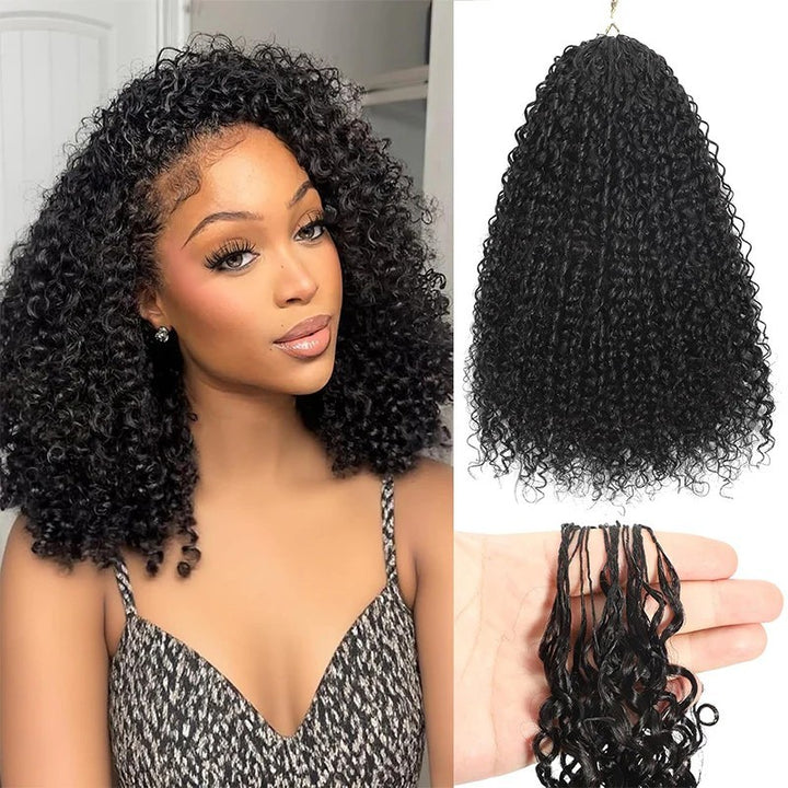 Tight Curly Feather Crochet Hair Extension Knotless Pre-Separated Human Hair