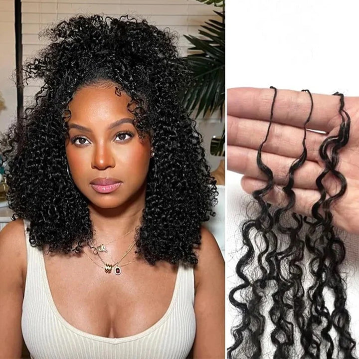 Tight Curly Feather Crochet Hair Extension Knotless Pre-Separated Human Hair