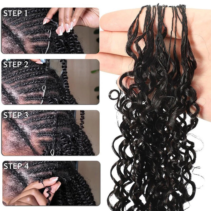 Tight Curly Feather Crochet Hair Extension Knotless Pre-Separated Human Hair