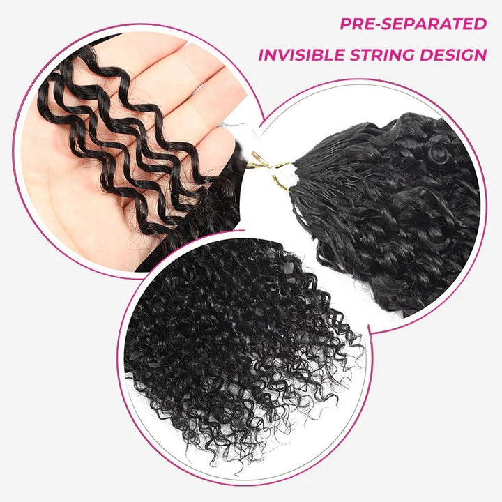 Tight Curly Feather Crochet Hair Extension Knotless Pre-Separated Human Hair