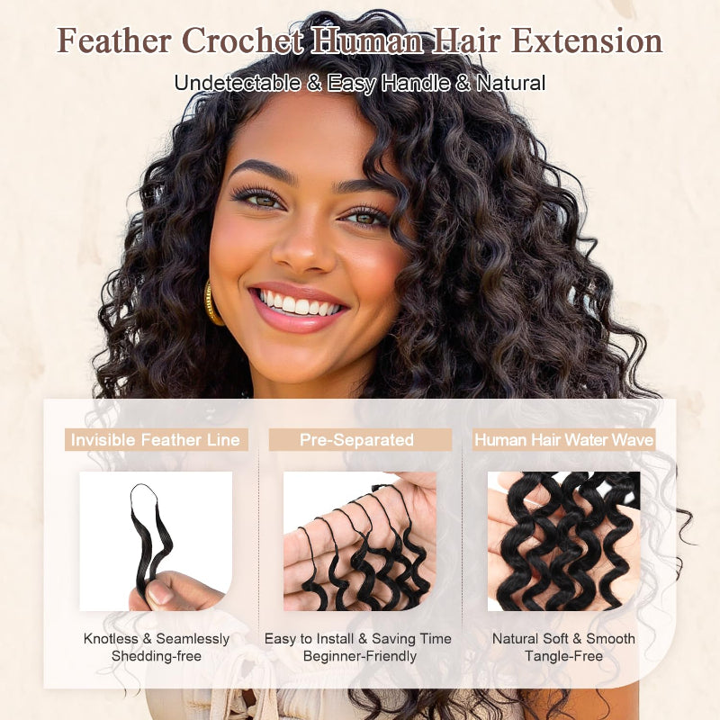 KRN Water Wave Feather Crochet Boho Hair for Braiding