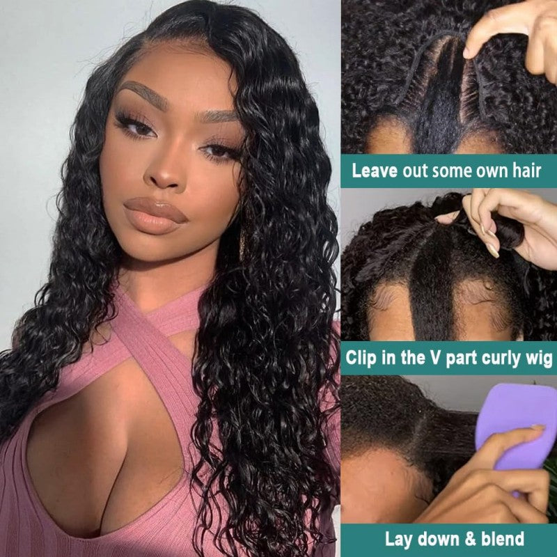 Water Wave Glueless V Part Wig