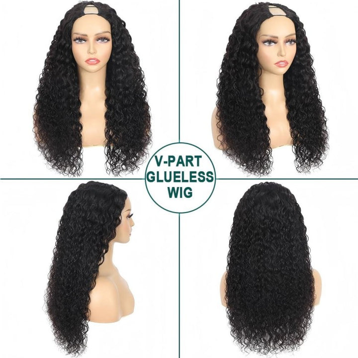 Water Wave Glueless V Part Wig
