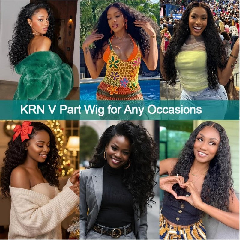 Water Wave Glueless V Part Wig