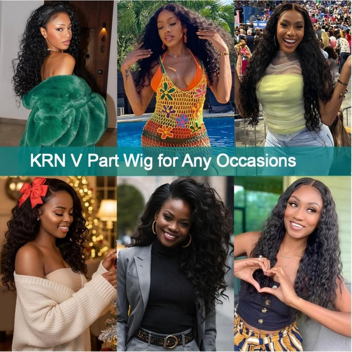 Water Wave Glueless V Part Wig