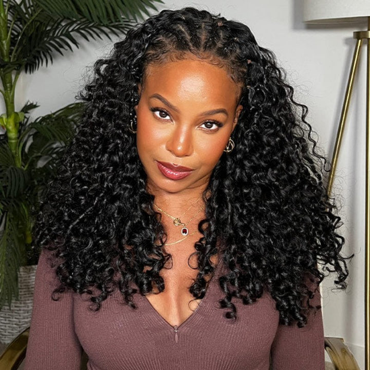 KRN Water Wave Half Wig Flexible Fit Drawstring Human Hair Wig