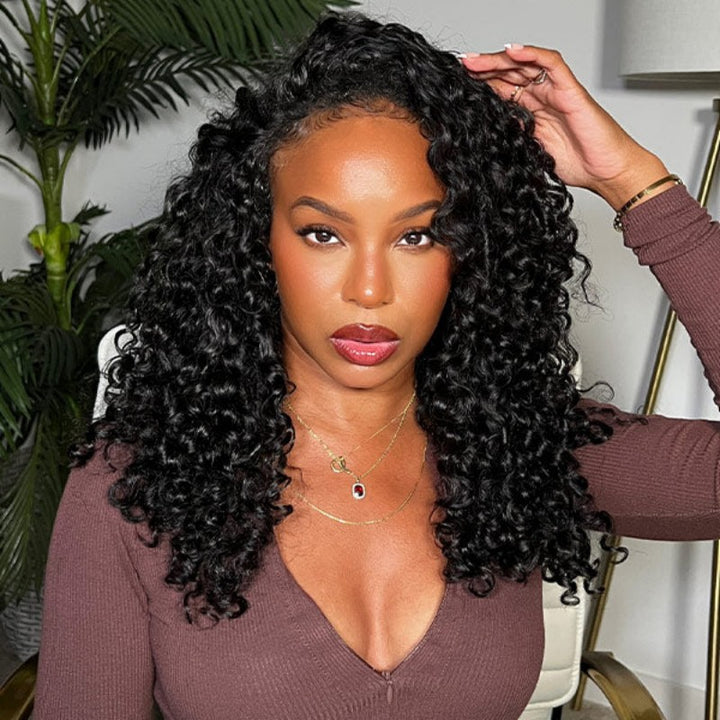 KRN Water Wave Half Wig Flexible Fit Drawstring Human Hair Wig