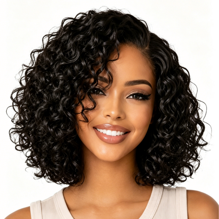 KRN Water Wave Short Curly Bob HD Lace Wig