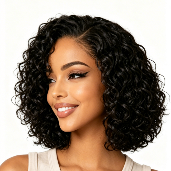 KRN Water Wave Short Curly Bob HD Lace Wig