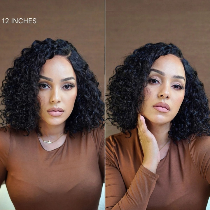 KRN Water Wave Short Curly Bob HD Lace Wig