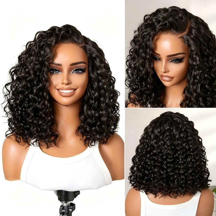 KRN Water Wave Short Curly Bob HD Lace Wig