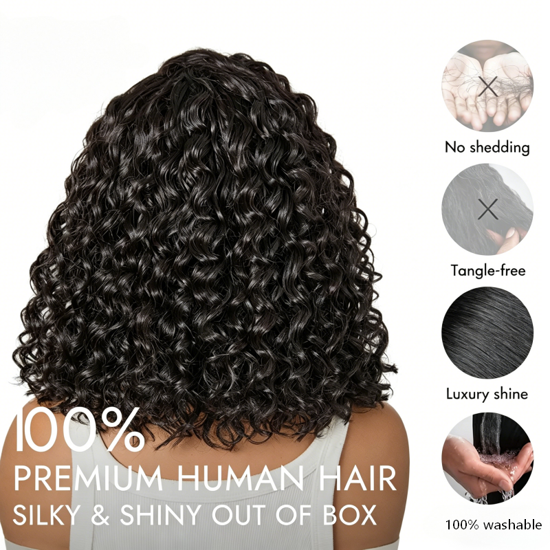 KRN Water Wave Short Curly Bob HD Lace Wig