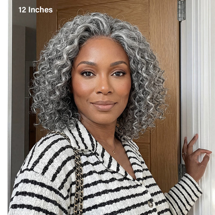Water Wave Transparent Lace Salt Pepper 5x5 Closure Wig