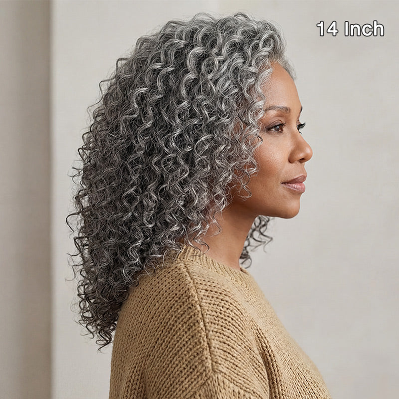 Water Wave Transparent Lace Salt Pepper 5x5 Closure Wig