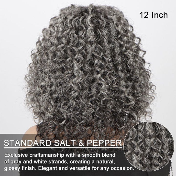 Water Wave Transparent Lace Salt Pepper 5x5 Closure Wig