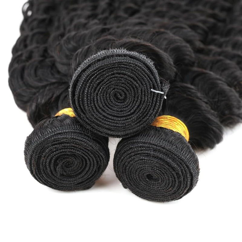 Weft Bundles Deep Wave Human Hair Weaving